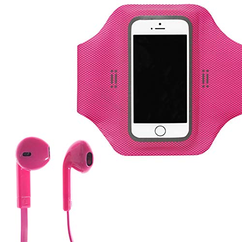 AIINO Running Kit - Brassard et écouteurs Pop Rose, Bandeau en Lycra Universel pour appareils jusqu'à 5,1