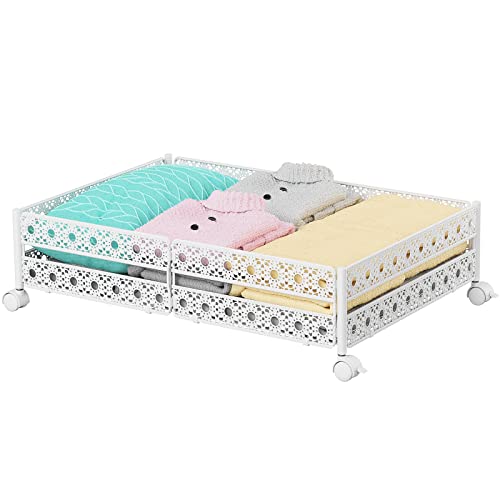 Image of Under Bed Storage, Under the Bed Storage Containers with Wheels, Under Bed Shoe Storage Organizer Drawer, Tool-free Assembly Metal Underbed Storage Containers for Bedroom Clothes Shoes Blankets-1 Pack