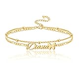 EXTREQODA Personalized Name Ankle Bracelets for Women Stainless Steel Layered Anklets Customized Gif
