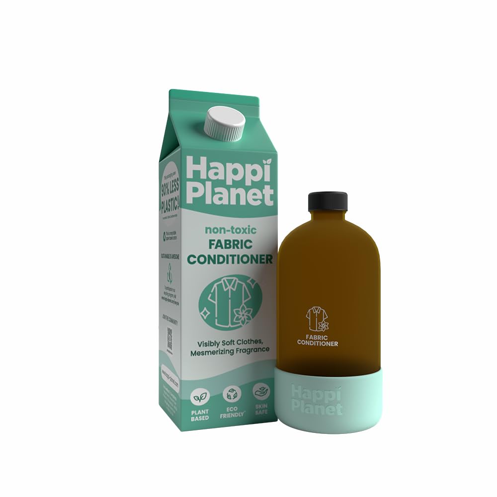 Happi Planet | Natural Fabric Conditioner & Fabric Softener | 1L + Glass Bottle Starter Kit | Softer Clothes, Lavender & Mint Freshness | Non-Toxic, Organic, Herbal | Safe for Woolens & Baby Clothes (B0B435PLNH) Amazon Price History, Amazon Price Tracker