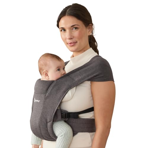 Ergobaby Embrace Newborn Baby Carrier for Infants 0-12 Months (7-25 lbs) - Ergonomic 2-Position Infant Carrier with Head and Neck Support, Hip-Healthy Positioning - Heather Grey