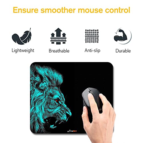 Image of Rectangle Mouse Pad, Anti Slip Rubber Lion Face Mousepads Desktops Gaming Mouse Mat Customized Designed for Home and Office, 8.6 X 7.08 Inches