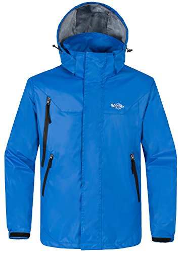 Wantdo Chaqueta Contraviento Impermeable Ligera para Hombres Softshell Deportiva Azul Claro Medium