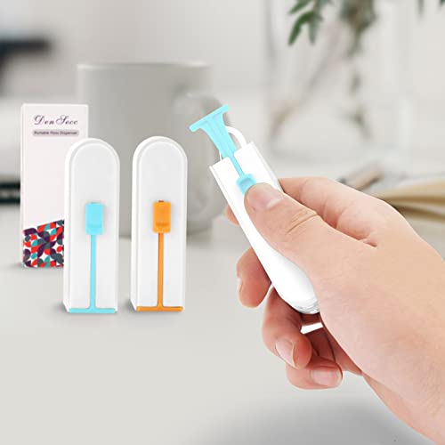 Portable Floss Dispenser - Refillable Travel Dental Floss Picks Holder With Mirror, Portable Floss Organizer Case With 100 Count Floss Picks, 2 Pack #TOP1