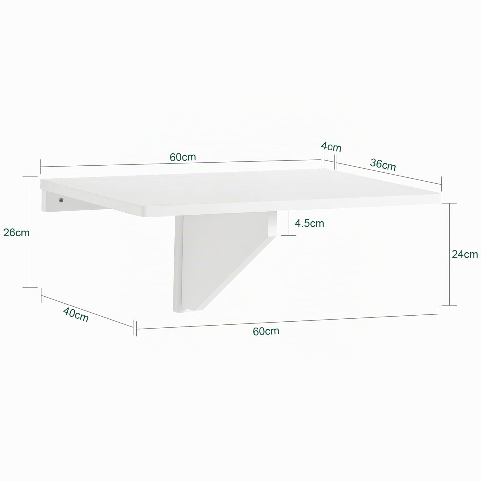 SoBuy Mesa Plegable a Muro, Escritorio Compacto, Mesa de Cocina Plegable, Diseño Salvaspacio, Extensible, Ideal para Espacios Pequeños, Cocina, Oficina, 60x40cm Blanco FWT03-W