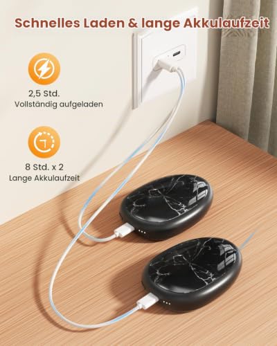 coldSky Handwärmer Wiederaufladbar 2 Pack, Kieselsteinoptik Magnetische Elektrische Tragbare Heizung 4000mAh, Wiederverwendbare… – Ansicht 5
