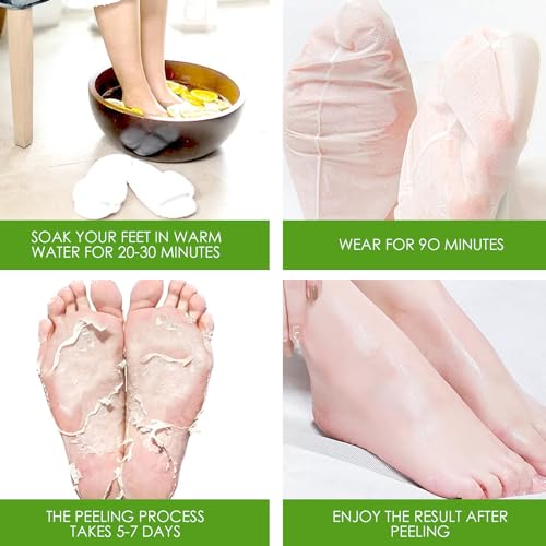 2 Paar Fußmaske, Hornhaut Socken, Abgestorbene und Entfernt Effektiv, Feuchtigkeitsspendende Fussmaske, Fußpflege für Zarte Füße, Exfoliating Fussmaske für Männer und Frauen (Aloen)