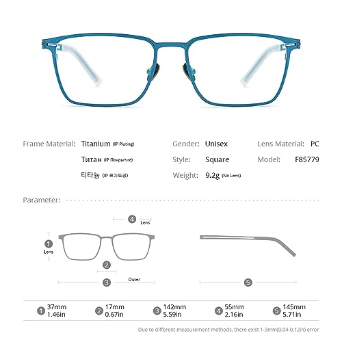 Image of FONEX Pure Titanium Glasses Frame Men Square Magnet Clip On Eyeglasses with Polarized Lens