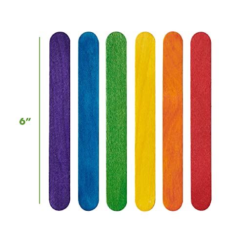 Colored Popsicle Sticks For Crafts - [1000 Count] 6 Inch Jumbo Multi-Purpose Wooden Sticks #TOP1