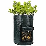 SUL 10 Gallon Potato Grow Bag Garden Plant Bags Pots with Window Flap & Handle Grow Bags for Potatoes, Tomato,Carrot Strawberry – Green 2 Pack - Image 1