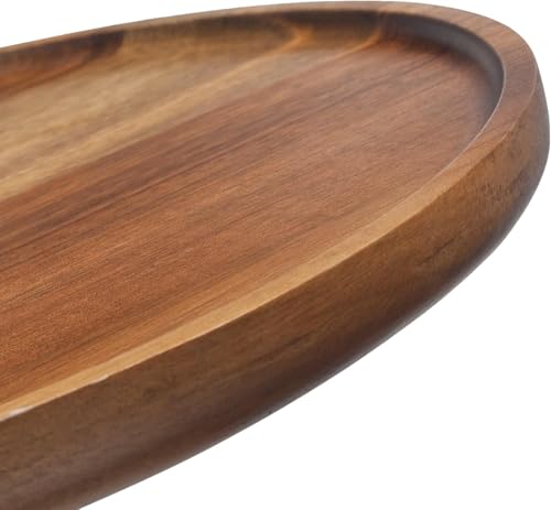 Image of WOOYNEX Round Wood Tray, Acacia Wooden Decorative Serving Tray for Coffee Table and Home Decor, Wooden Appetizer Charcuterie Board for Kitchen Countertop .(Natural)