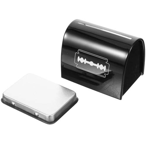 IWOWHERO Caja Portátil de Acero Inoxidable para Desechar Virutas de Afeitar Contenedor Compacto para Cuchillas de Afeitar Estuche Práctico para Peluquería y Barbería Almacenamiento Seguro