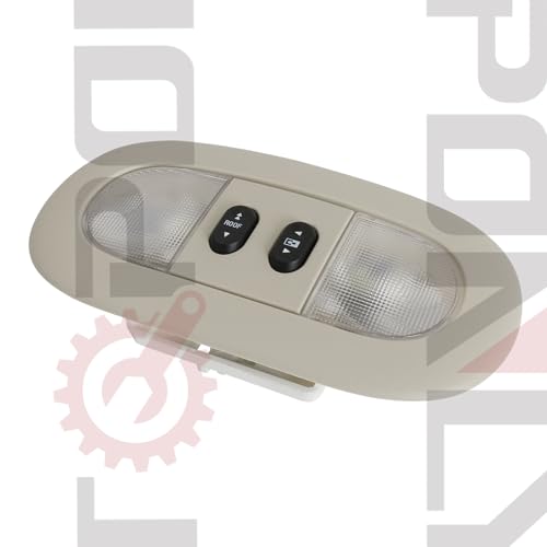 Image of Overhead Console LED Dome Map Light Lamp | Fits Ford F150 2004-2008, for Lincoln Mark LT 2006-2008 Truck | Replaces 7L3Z-18519A70-BA Interior Cab Lights with Sunroof and Rear Window Switch (Tan)