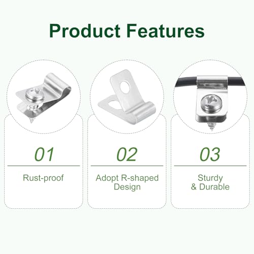 QUARKZMAN 100 Set Zaundrahtklemmen, 4mm OD Kabelschellen Drahtklammern Befestigungsklammern mit Schraube, Zaun Befestigungsclips aus Metall für Büros Wohnhäuser Zaunmontage