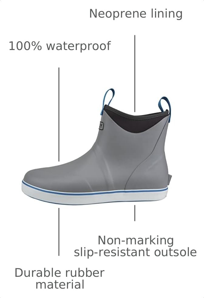 Image of Buoy Boots Men's Waterproof Rubber Fishing & Deck Boots, Ankle Rain Boots | Rubber Construction, Neoprene Lining, EVA Foam Insole, Slip-Resistant Non-Marking Outsole for Fishing, Boating & Wet Decks