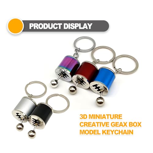 Image of Creative Auto Part Model Gear Box Shifter Keychain, 6 Speed Gear Box Shifter Keychain Key chain Ring, Mini Car Gear Shift Stick Knob Keyring, Car Key Fob Keychain Accessories(silver)