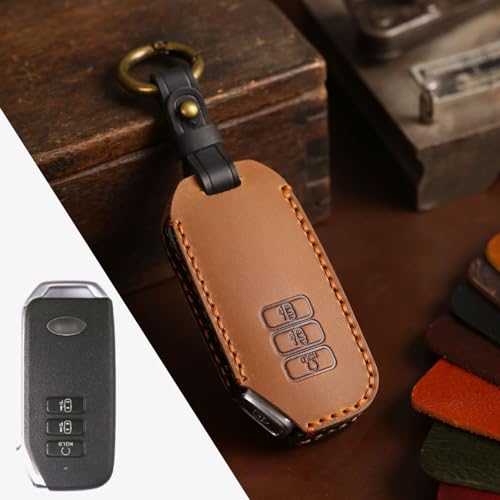 Funda de cuero genuino para llave KIA Sportage y Seltos con costura artesanal