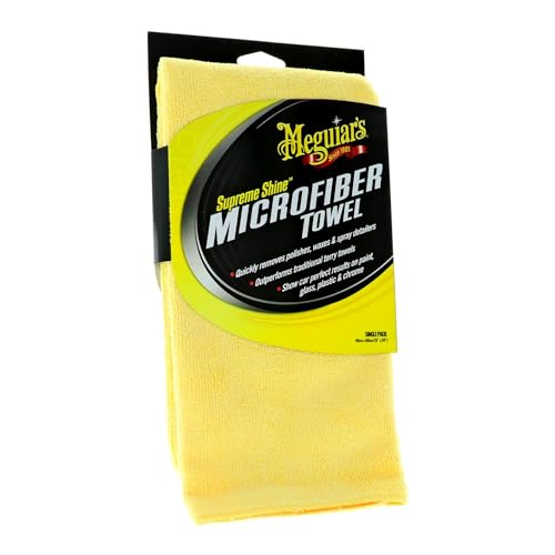 MEGUIAR'S® Supreme Shine Car Microfiber Towel (16 * 24 Inch Extra Large Size) | Soft Thick Dual Sided Towel with 2X Absorption| Safety Edging for Scratch Free Mirror Like Shine | Machine Washable