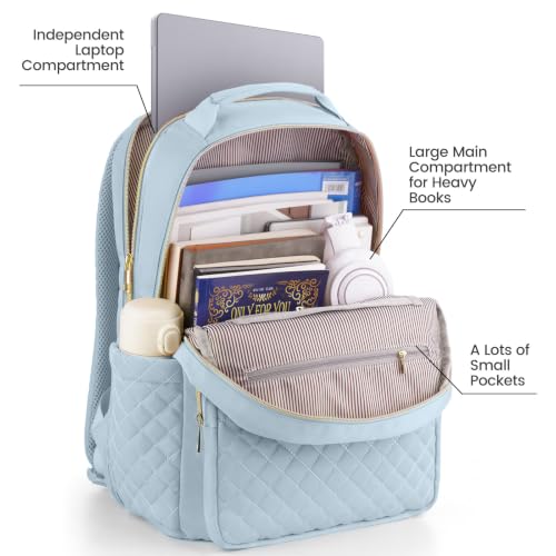 RJEU Quilted Laptop Backpack for Women