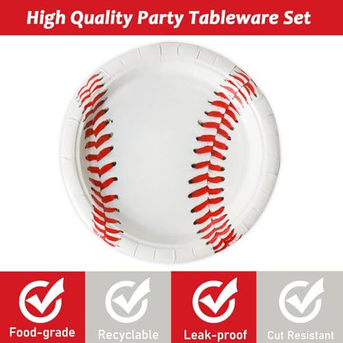 Image of gisgfim 24 Pcs Baseball Party Paper Plates Supplies 7 inch Baseball Birthday Party Disposable Dessert Plates Decorations Favors For Baseball Fans Boys Baby Shower