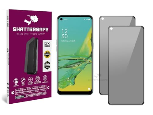 Image of Anti-Spy Privacy Tempered Glass Compatible For Oppo A33 / A53s / A76 / A96 [Pack of 2]. Anti-Scratch, Edge-to-Edge Protection With Easy Installation Kit & Case Friendly Fit.