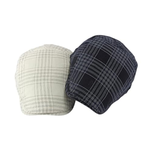 Image of Men's Plaid Striped Newsboy Ivy Flat Driving Golf Cap