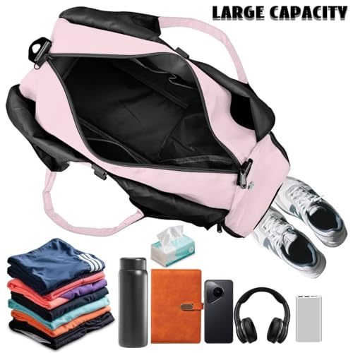 Capybara Gym Bag with Yoga Mat Holder and Shoe Compartment, Extra Large Pink Overnight Bag with Wet Pocket, Adjustable Shoulder Strap Fitness Sport Tote Bag4