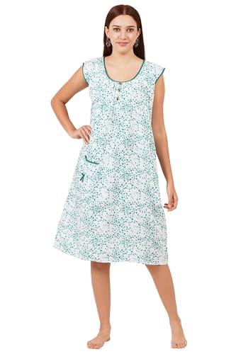 Image of Breezly Woman's Long Short Calf Length Pure Cotton Nighty