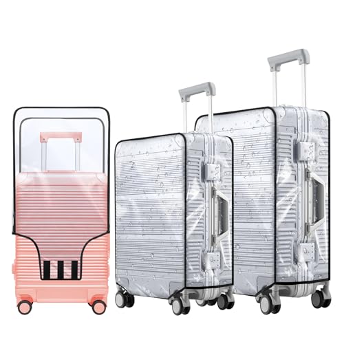 Feelhap 3 PCS Funda de Maleta Transparente Cubierta de Maleta Protector de Equipaje de PVC Funda Protectora para Maleta Impermeable y a Prueba de Polvo Cubierta de Equipaje Reutilizable (20”+24”+28”)