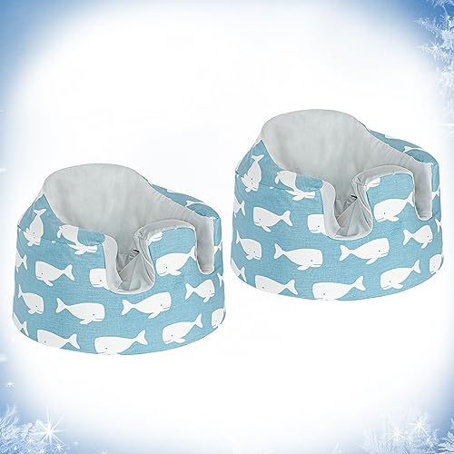Image of Solfres Set of 2 Seat Cover, Compatible with Bumbo Seat (Original), Soft and Breathable Summer Seat Cover, Washable Bumbo Seat Protector, Blue Whale