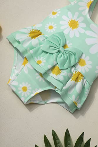 Tyesmo Baby Swimsuit Girl, Infant Baby Girl Bathing Suits Ruffle Sleeveless One Piece Baby Girls' Swimwear With Headband Daisy Print 3-6 Month Swimsuit Girl #TOP3
