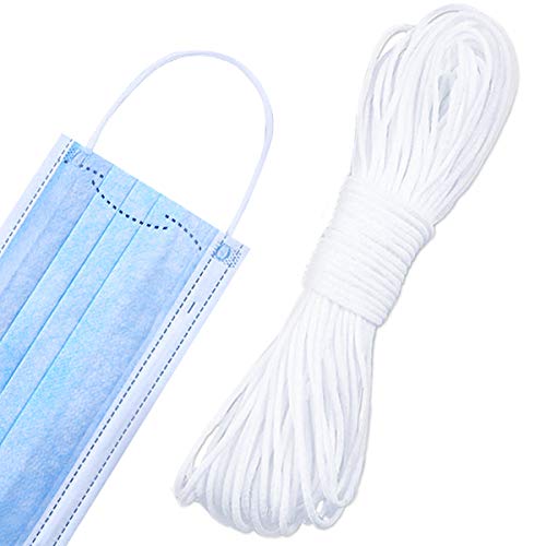 100 yard 1/8 inch Elastic Mask Strap String,White Round Thin Cord Securing Holder