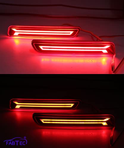 Image of FABTEC Car LED Imported Moving Matrix Reflector Rear Bumper Brake Light Compatible for Baleno, Brezza, Ciaz, Ertiga, Swift Dzire, Scross, SX4, WagonR (Matrix Running Type B) (Red) Set of 2