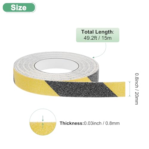 Image of M METERXITY 1-Pack Grip Tape, 0.8Inch x 49.2ft /20mm x 15m Anti Slip Traction Tape for Stair Steps /Indoor /Outdoor, Non Skid Adhesive Stair Tread Tape [Black /Yellow]