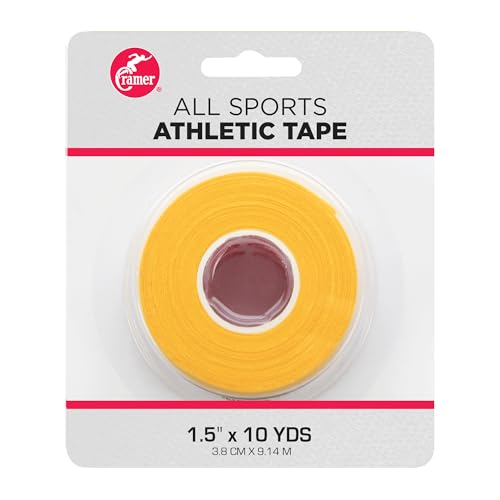 Image of Cramer Team Color Athletic Tape, 1.5 inch x 10 Yards Gold, Easy Tear Sports Tape for Ankle, Wrist & Knee, Latex-Free Adhesive, Strong Support, Athletic Training Tape Roll
