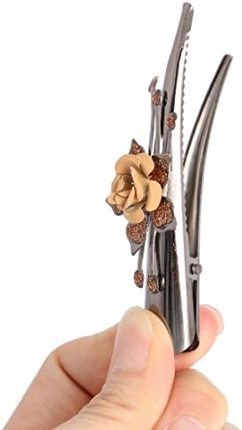 Ruilogod Metal Ladies Rose Decor Hairpins Shining Hair Clip Brown Titanium Color 2pcs (id: 899 4c1 1fb a6f ed6 image 4