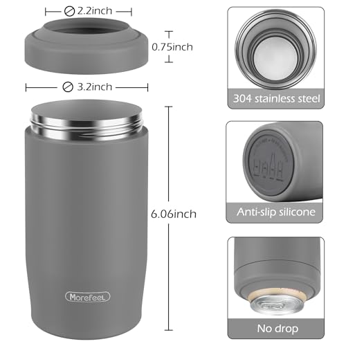 Image of Morefeel 4-in-1 Insulated Can Cooler for 12 oz Cans & Bottles | 304 Stainless Steel Can Holder Fits 12 Oz Slim Cans, Standard Cans, Beer Bottles & Works as A Open Cup; Dishwasher Safe