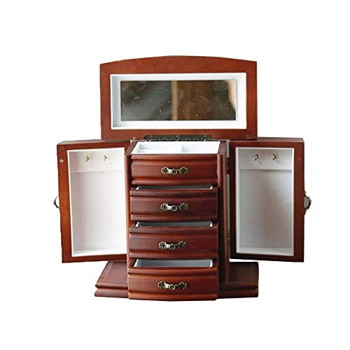 Boîtes à bijoux HMJGDHX à 4 tiroirs avec miroir et grande capacité de rangement vintage
