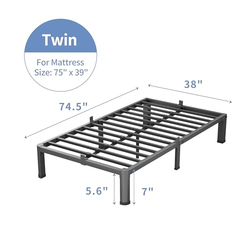 VIPSHOW 7 Inch Twin Bed Frame with Round Corners No Box Spring Needed by VIPSHOW - Used condition - Image 3