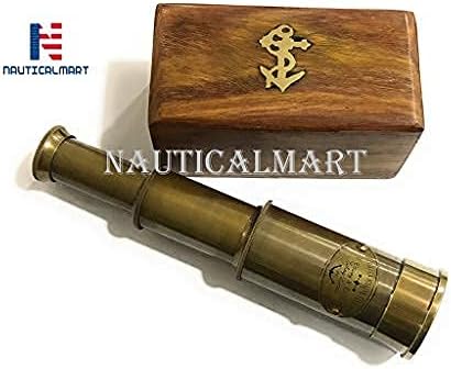 Telescopio de Latón de 6" con Caja de Madera - Navegación Pirata miniatura 2