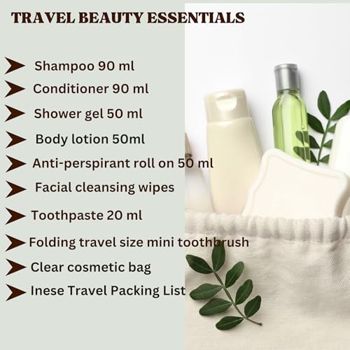 Women’s Mini Travel Toiletries Set – Travel Size Toiletries Under 100ml, Airport Security Approved Essentials with Clear Travel Bag for Holiday, Hospital, Maternity, Camping