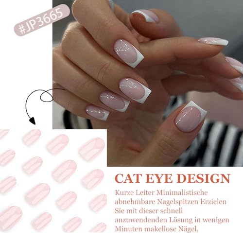French Press On Nails, 24 Stück Nudes Soft Gel Nägel zum Aufkleben, Quadratische Fake Nägel Mit Nagelkleber, Falsche Nägel Tips, Angenehmes Tragegefühl, Acryl Kunstnägel zum Aufkleben Nail Art