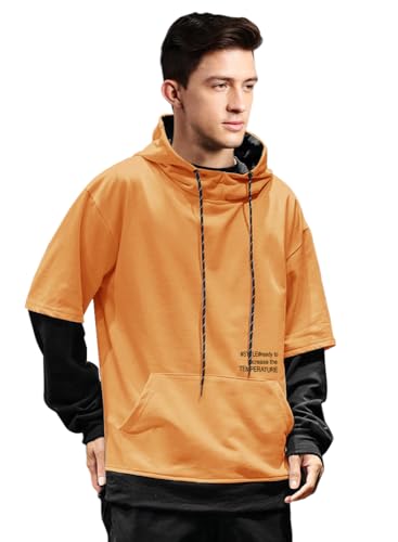 Image of EYEBOGLER Men's Colorblocked Hooded Neck Cotton Blend Full Sleeves Regular Fit Sweatshirt