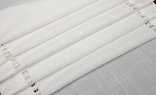 Grelucgo Handmade Hemstitched Natural Rectangle White Lace Table Runners Dresser Scarves (14*72 inch)(36*183 cm)