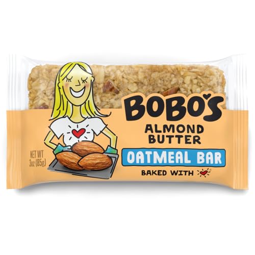Bobo's Almond Butter Oat Bars, Gluten Free, Non-GMO, Whole Grain Oats, Pack of 12 | Snack Bars | On-the-Go | Made with Simple Ingredients