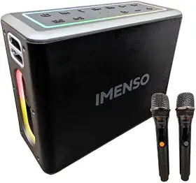 Caixa de Som Portátil Bluetooth, 40W RMS, com 2 Microfones Sem Fio, LED Multicolorido, IPX4, Bateria 6h, Rádio FM, Karaokê