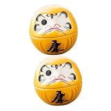 Abaodam 2 Piezas De Muñecas De Porcelana Figuras De Los Deseos Encanto Fengshui Estatua Coche Cerámica Regalos De Inauguración De La Casa Escritorio Un Estilo Gato Dharma Acogedor Y