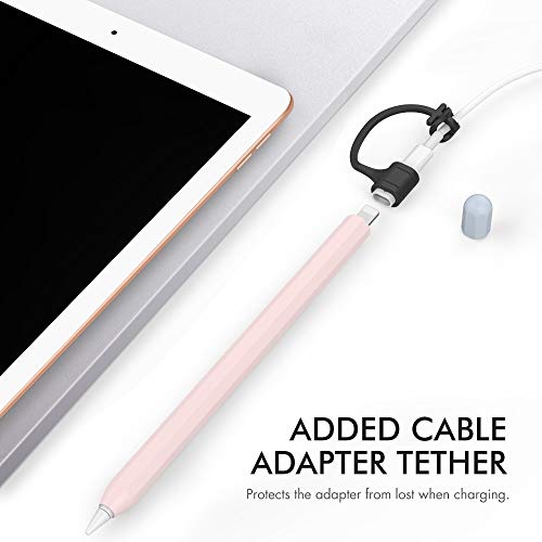 Image of AhaStyle Duotone Case Cover Silicone Sleeve Skin [ Added Cable Adapter Tether Kit] Compatible with Apple Pencil 1st Generation (Pink)