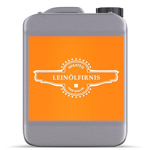 Leinölfirnis 5l Holzöl für innen & außen I Holzschutz Holzpflege Imprägnierung von Holzboden, Parkett, Dielen, Möbel, Douglasie I Wasser & schmutzabweisend I farblos & farbvertiefend - BEKATEQ BE-210