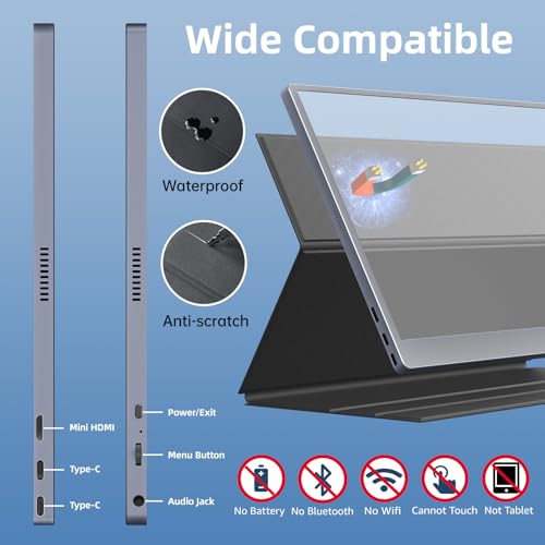 Image of Upperizon Portable Monitor 15.6 inch 4K UHD 3840X2160 100% sRGB 60Hz IPS HDR HDMI USB-C Travel Monitor for Laptop MacBook PC Surface PS5 Xbox, Second Screen with Cover & Speakers, VESA Compatible